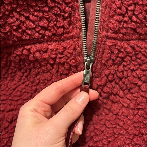 Lululemon Wool Whenever Teddy Crew Sweater Athleisure Savannah Cranberry Red - Picture 6 of 8